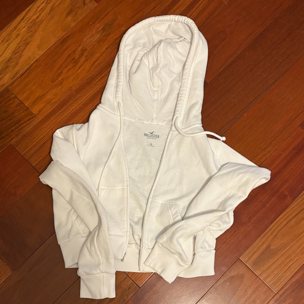 Hollister Cream Zip-Up Hoodie